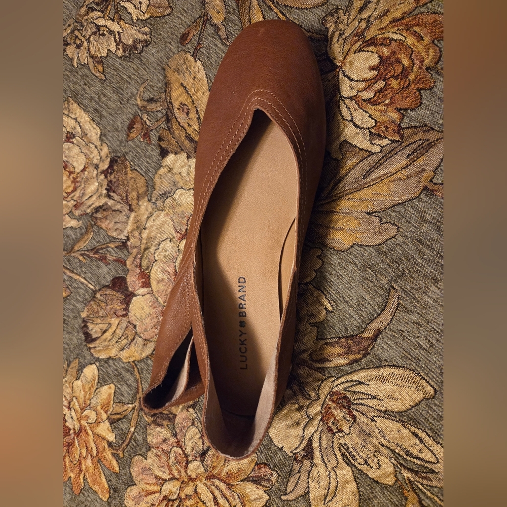 Lucky Brand Women's Brown Leather Shoes, Flats